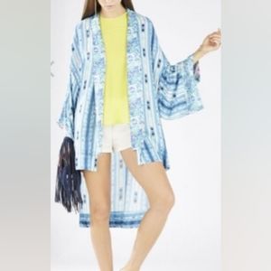 BCBGMaxAzria Tildie Blue/Dark Ink Combo High-Low Kimono/cardigan XS/S